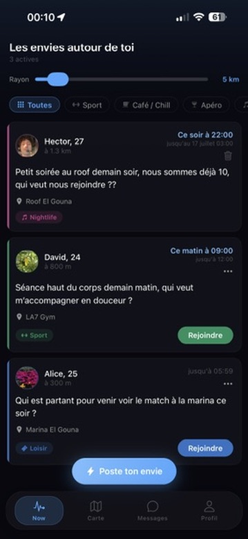 Les envies de sorties autour de vous : verre, sport, ciné — rencontres amicales LIMENM